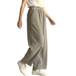 Alfred Dunner Corduroy Tan Wide-Leg Pants Pull-On Elastic Waistband Petite 12P